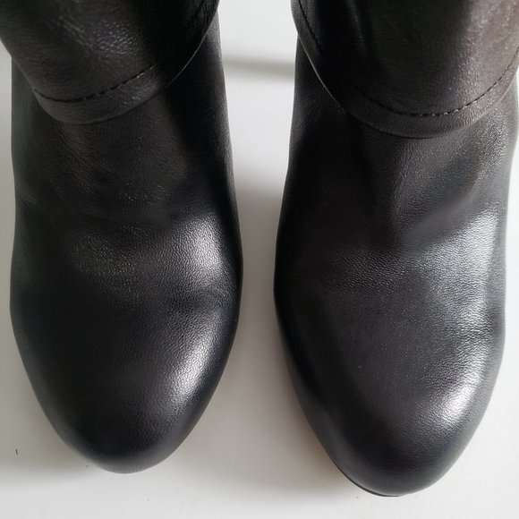 Black Leather High Heel Boots - Picture 5 of 6